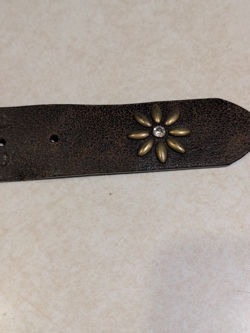 Nocona Studded Brown Leather Western Belt with Ornate Buckle Small - Picture 6 of 13